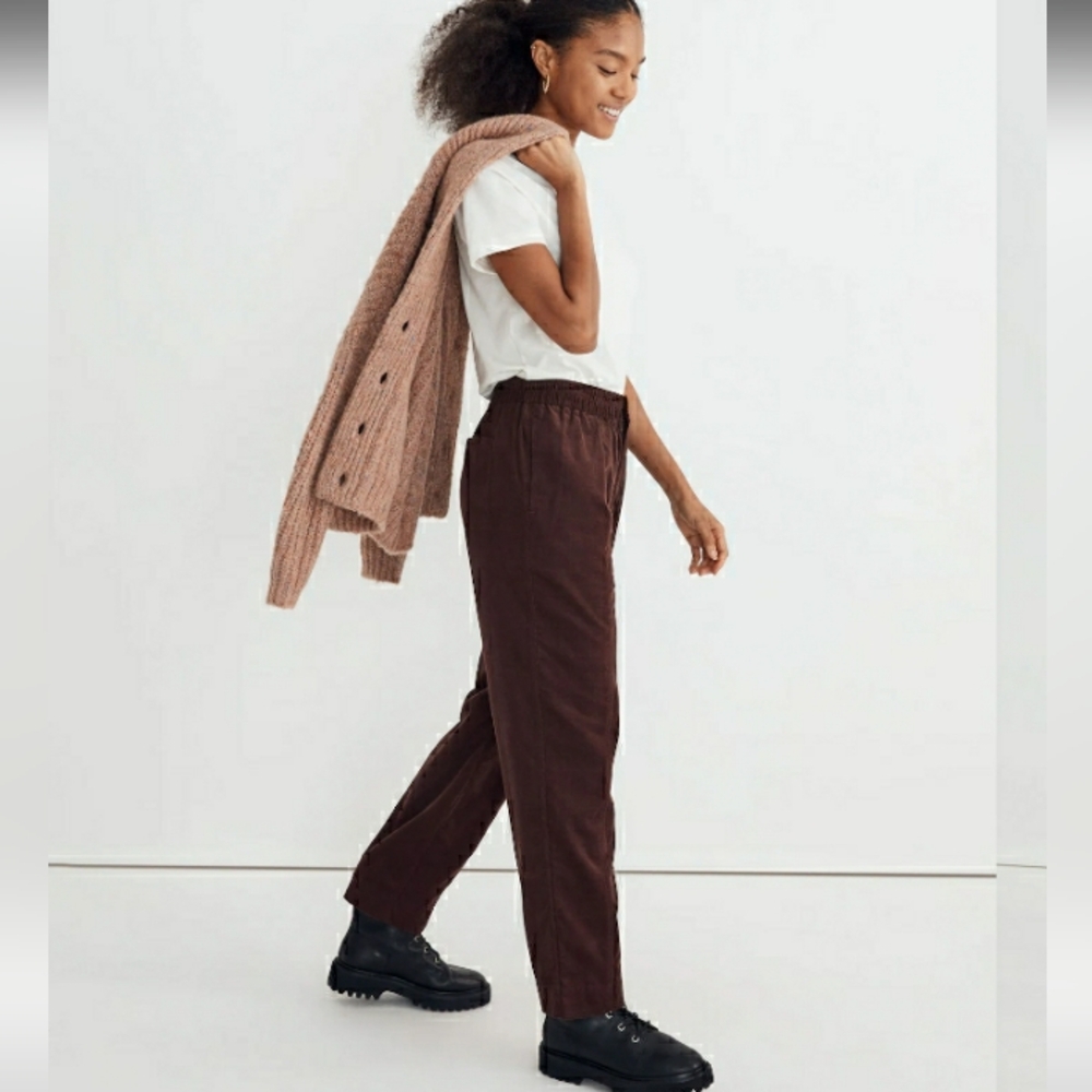 🆕️Corduroy Pull On Tapered Pants, Chocolate Brown - Picture 9 of 9